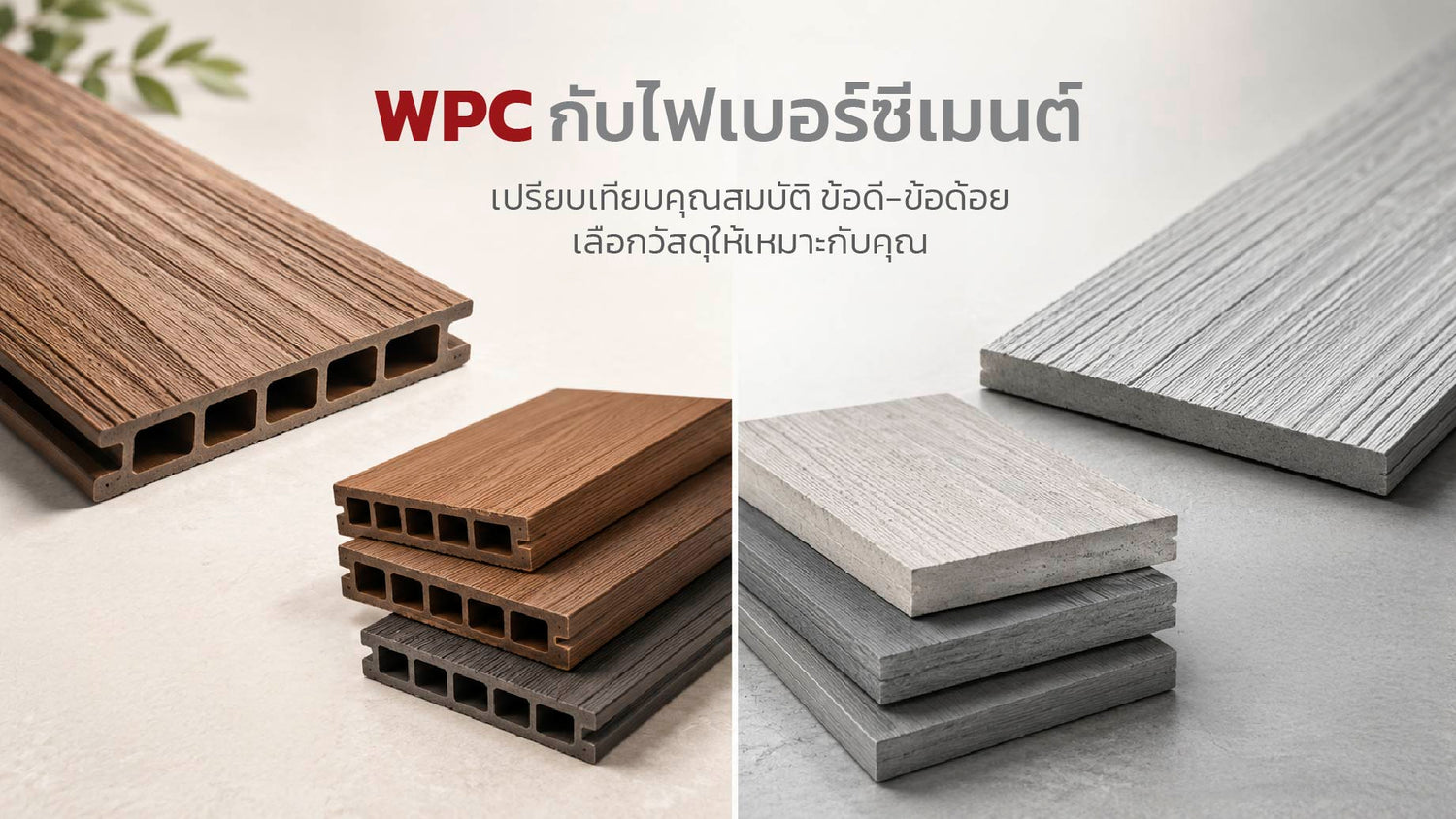 WPC กับไฟเบอร์ซีเมนต์ต่างกันอย่างไร? เลือกไม้เทียมแบบไหนดี